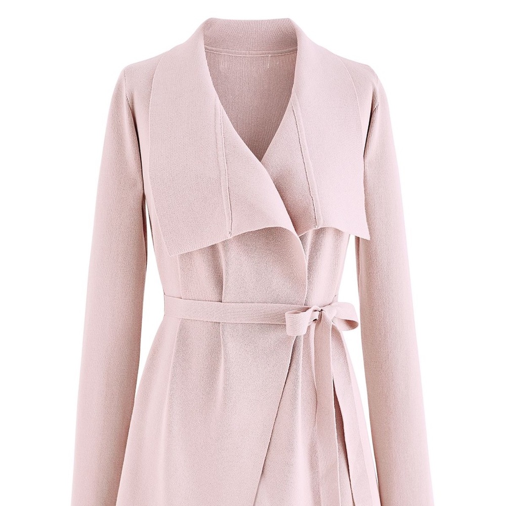 Chicwish WIDE LAPEL TIE WAIST KNIT CARDIGAN
